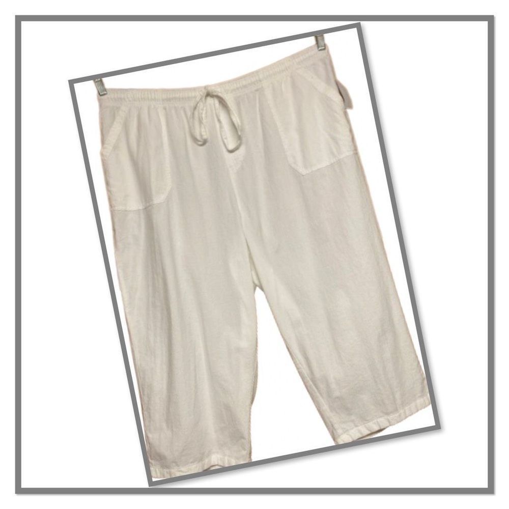 Basic Editions Size 2X White Capris